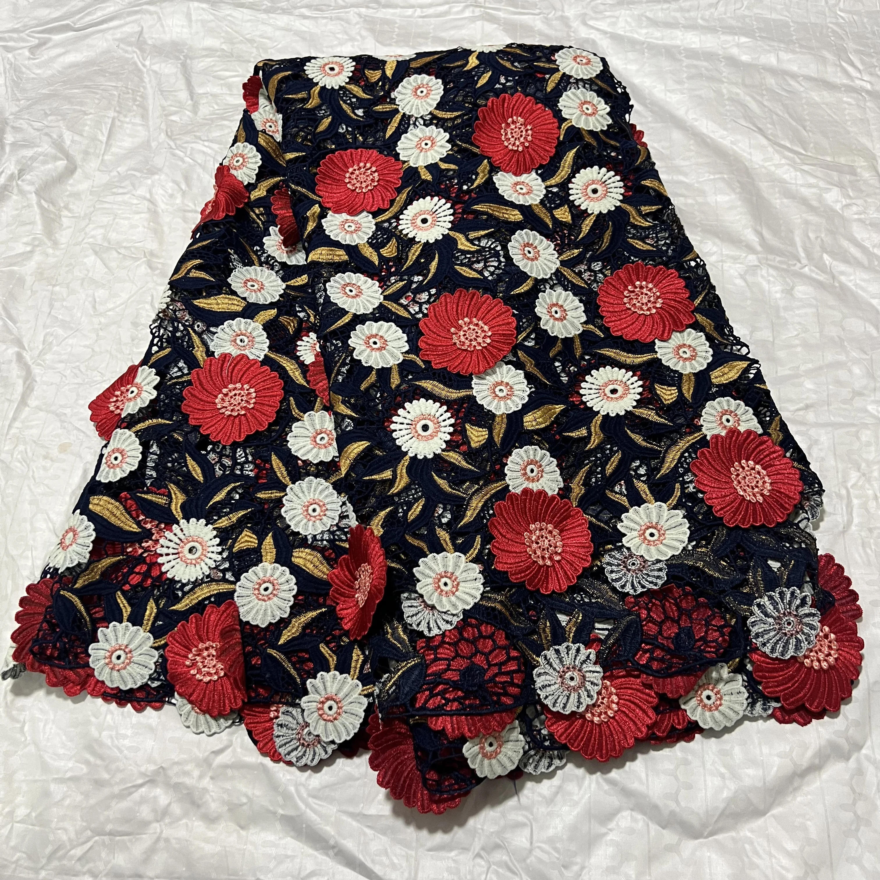 

5 Yards Latest Styles Luxury Lace Fabric Printing Embroidery Guipure French Material For Sewing Women Wedding Dress