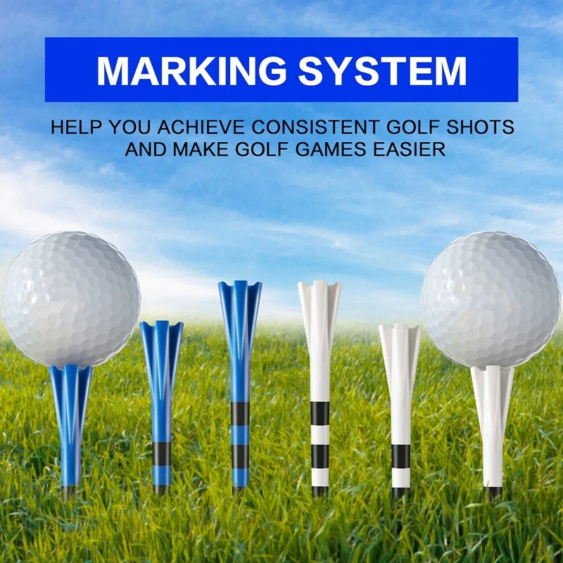 50Pcs Golf Tees(3-1/4Inch & 2-3/4Inch)Plastic Ball Tee 5 Prongs Golf Tees Golf Seat Golf Training Tool