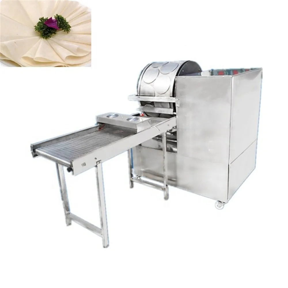 Automatic Spring Roll Skin Making Machine Egg Roll Lumpia Wrapper Machine Roti Chapati Wrapper Maker