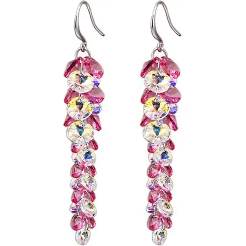 Crystal Long Dangle Earrings for Women Shinning Elegant Party Jewelry Sparking Drop Earrings