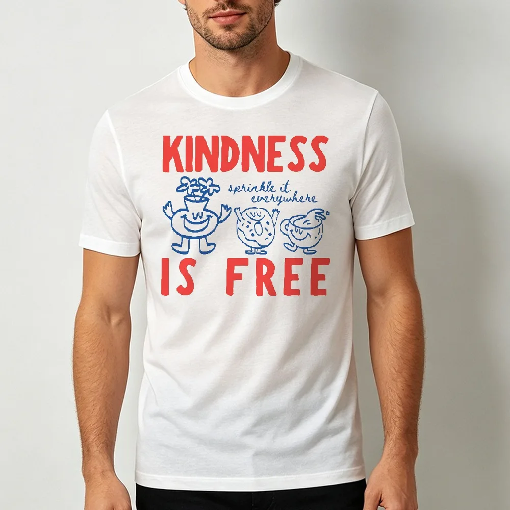 Kindness Is Free Sprinkle It Everywhere Retro Doodle Cartoon Character Men T Shirt Casual Daily Commute Holiday Travel Top