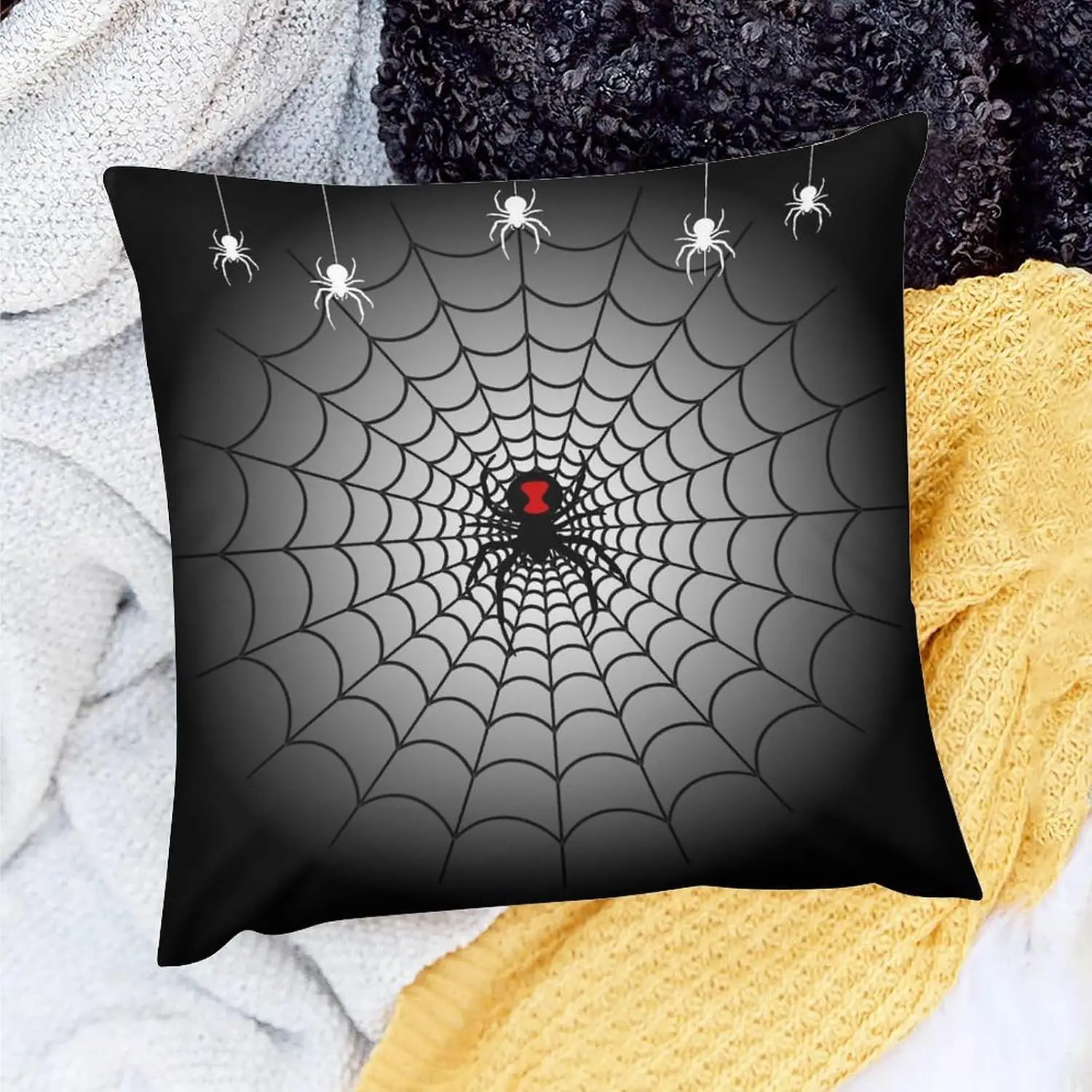 Spooky Halloween Spiderweb Pillowcase Creepy Gothic Decor Pattern Monster Cushion Cover Square Bedding 45x45cm