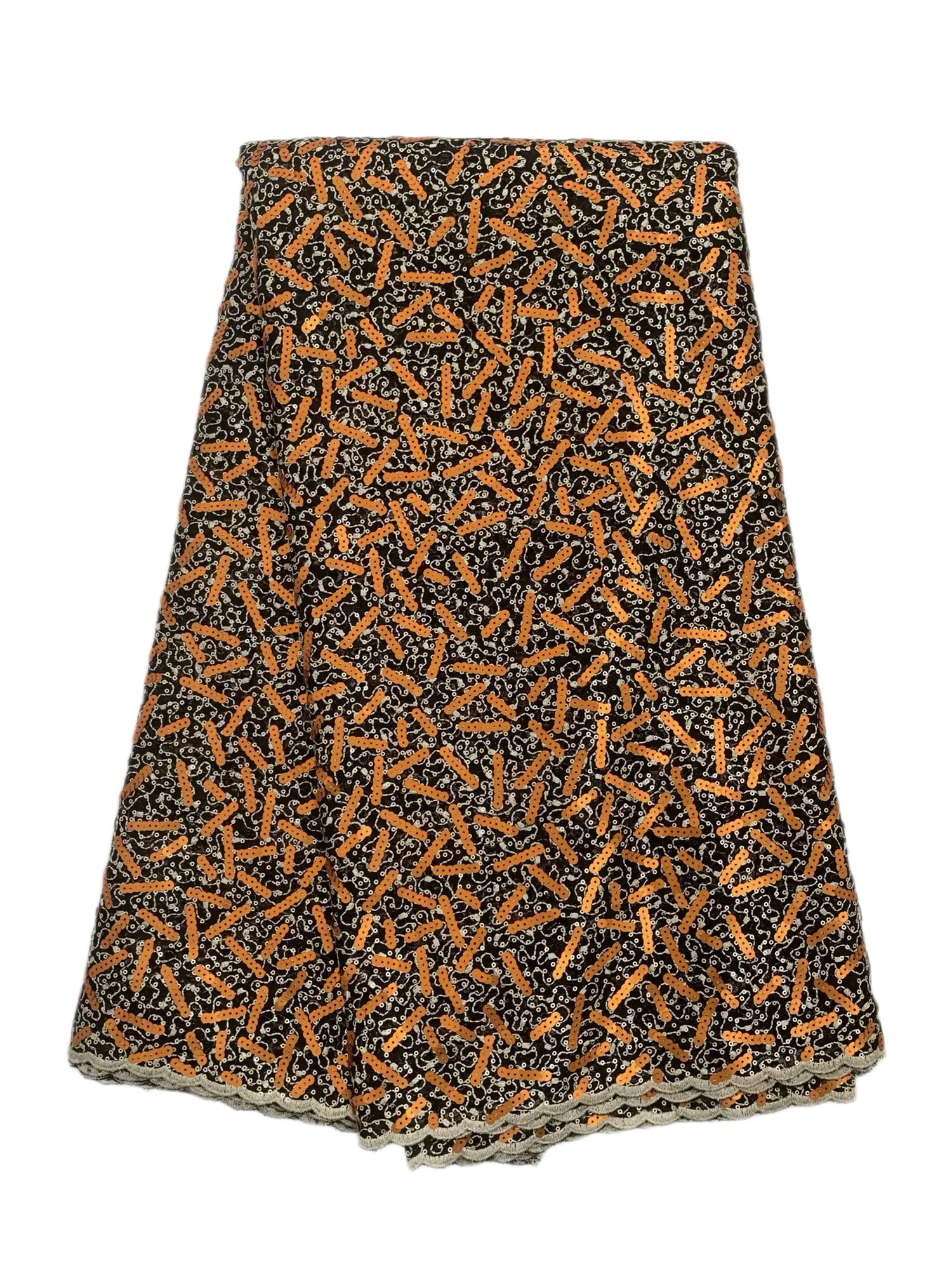 White African Bicolor Sequins Lace Fabric High Quality 5 Yards Embroidered Tulle French Nigerian Mesh Lace Fabric Wedding Dress