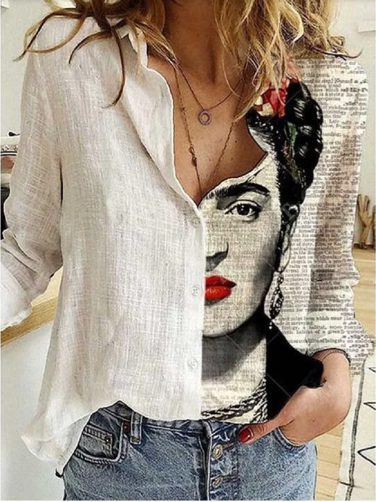 New Spring Autumn Floral Print Shirt Women 2024 Fashion Casual Loose White Shirts Modis Ladies Long Sleeve Cotton Blouse Tops