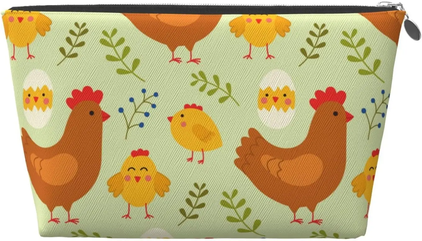 Cute Chicken and Chicks Makeup Bag Women Travel Size Toiletries Leather Waterproof Toiletry Bag Travel Essentials for Shampoo, C