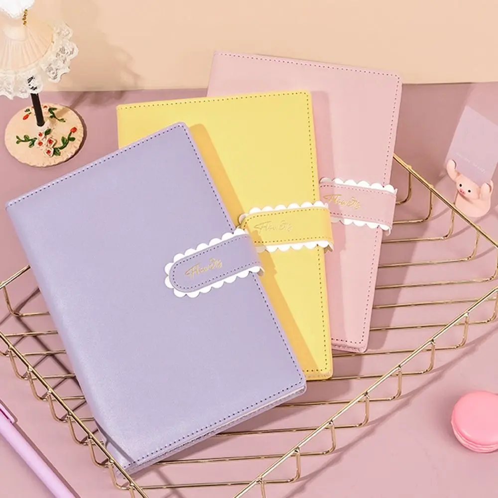 

Fashion Macaron Color A5 Notebook 224 Pages with Buckle Handbook Wear-resistant Waterproof Cover Leather Notepad Taking Notes