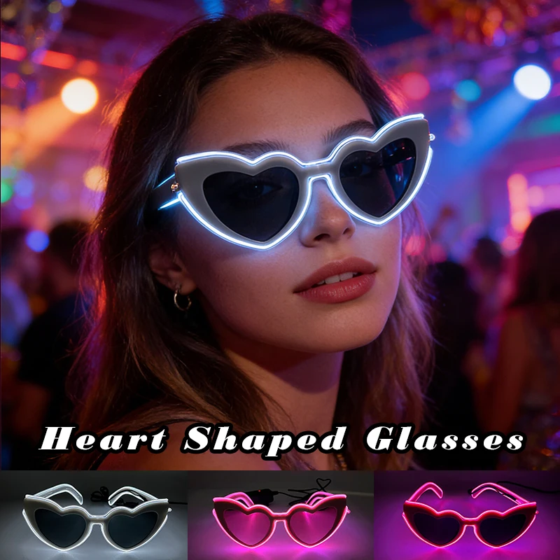 

New Style Heart Shaped Glasses Fashion Fluorescent Eyewear Bachelorette Party Accessories Sweetheart Sunglasses Glow in the Dark