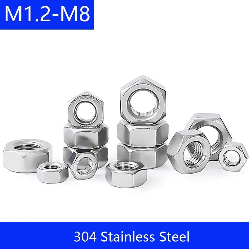 

M1.2 / M1.4 / M1.6 / M2 / M2.5 / M3 / M4 / M5 / M6 / M8 Шестигранная гайка из нержавеющей стали 304 DIN 934 SUS 304