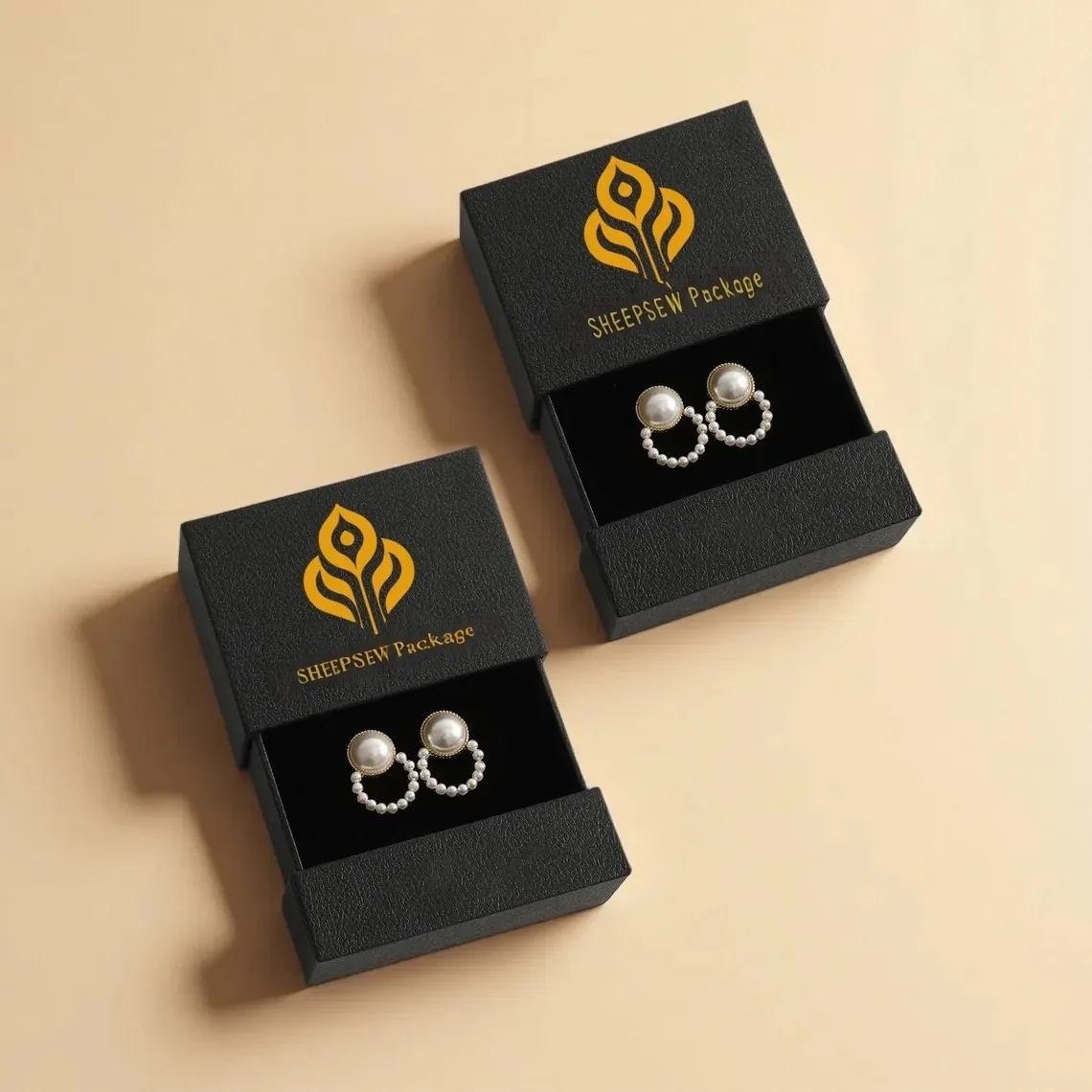 24/50/100Pcs Personalized Logo 9x9x3.5cm Jewelry Gift Box With Sponge For Earrings Ring Studs Pendant Bracelet Storage Organizer