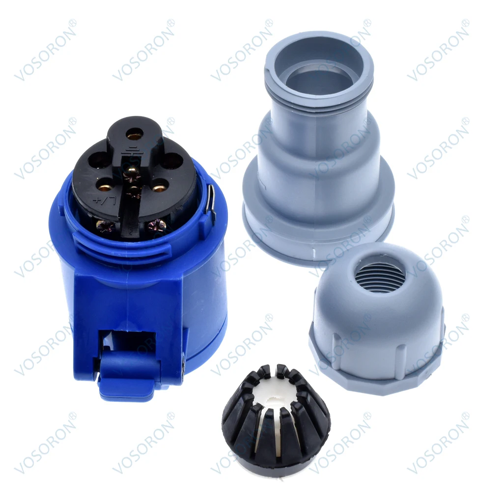 Industrial Socket Plug Connector,Electrical Plugs IP44 Waterproof 3 Phase Power Plug 3Pin 16A 2P+PE 220‑250V