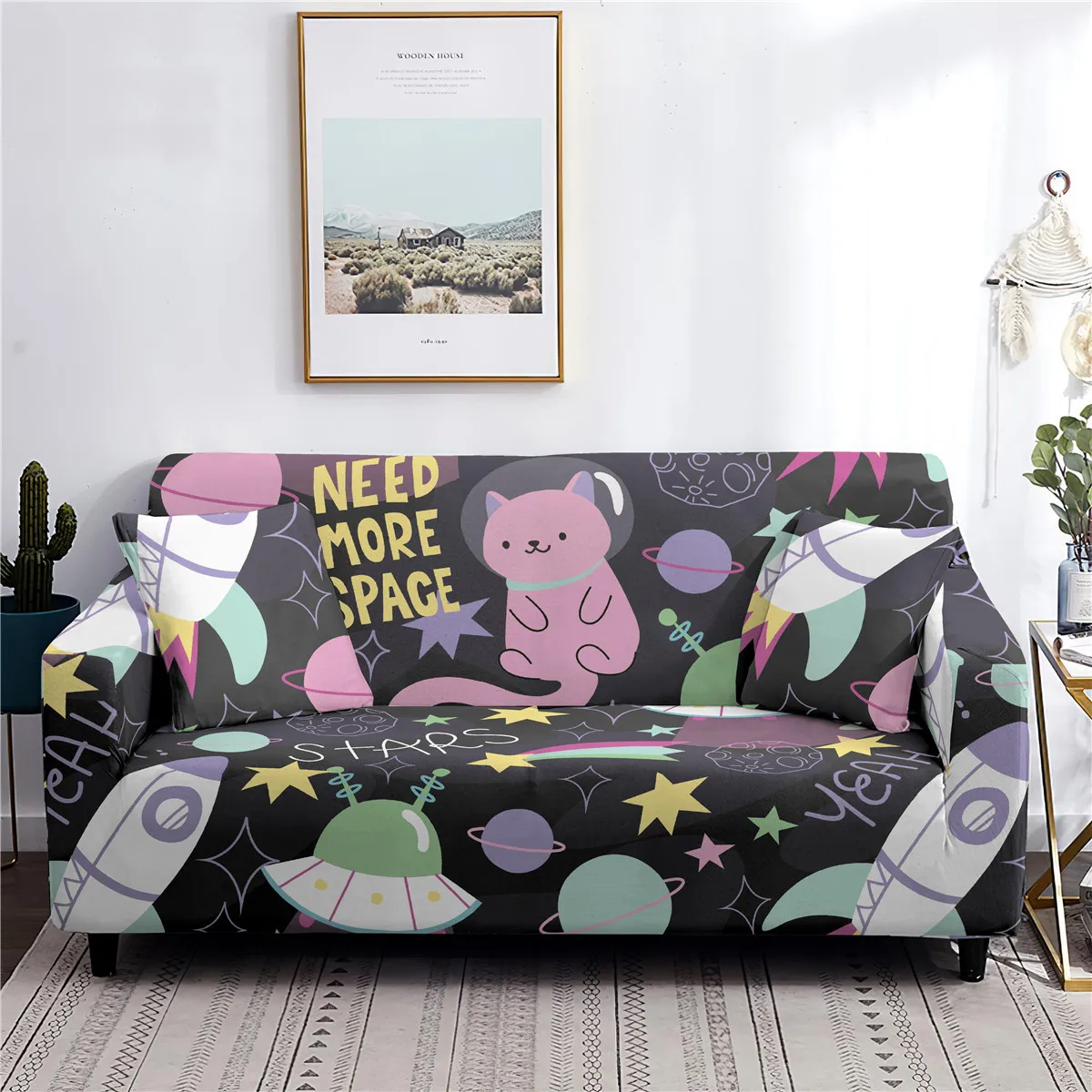 Cartoon Animal Unicorn Octopus Sofa Cover All Inclusive Elastic Dustproof Wrinkle Resistant Multi-person Sofa Universal