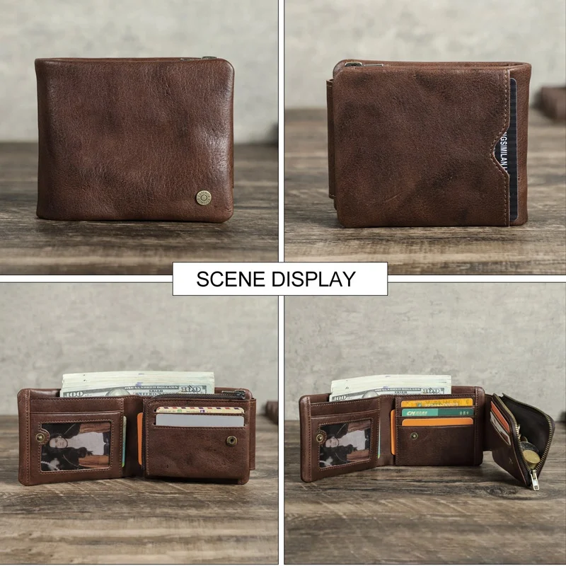 travel-commuting-black-angel-rfid-anti-theft-leather-wallet-top-layer-cowhide-horizontal-style-multi-card-slot-men's-wallet