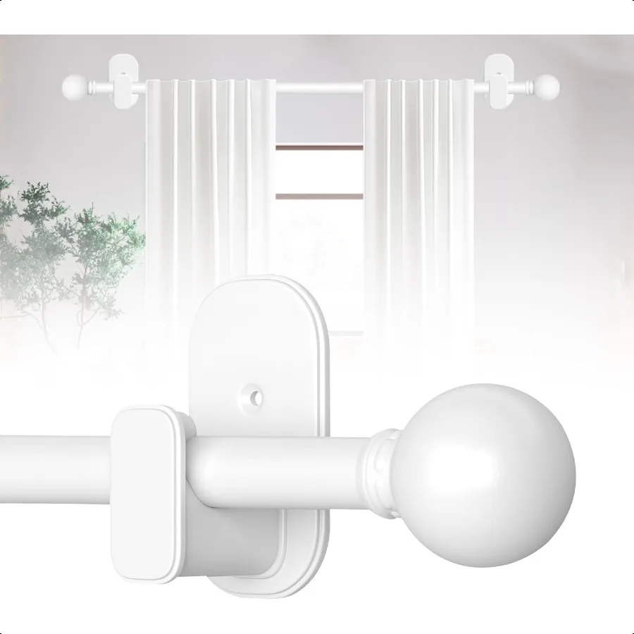 

Curtain Rods No Drilling for Windows 32 to 45 Inch:No Drill Small White Curtain Rod with Adhesive Brackets for Bedroom5 8 Apart