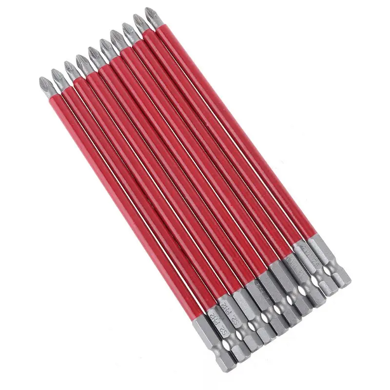 10Pcs PH2 150mm Power Drill Screwdriver Bit Set Long Reach Non Slip 1/4''  Screwdriver Insert Power Tool Driver Bits