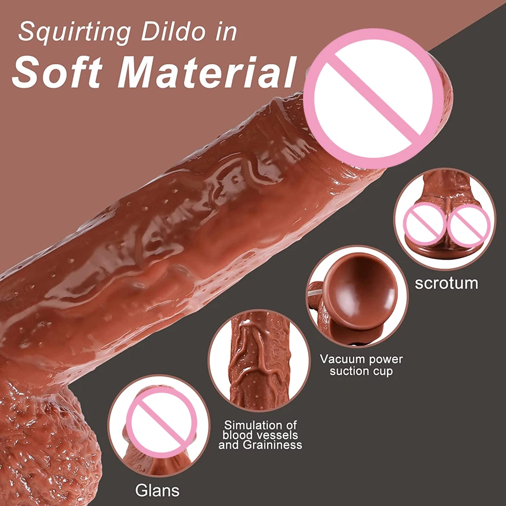 Realistic Squirting Dildo Ejaculating Penis for Beginners,Soft Dildo with Curved Shaft and Balls for Women G-Spot Anal Prostate