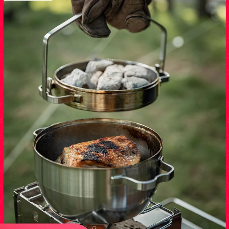 

Braised Meat Multifunctional Stainless Steel Dutch Double-layer Split Boiling Outdoor Picnic Hanging Pot