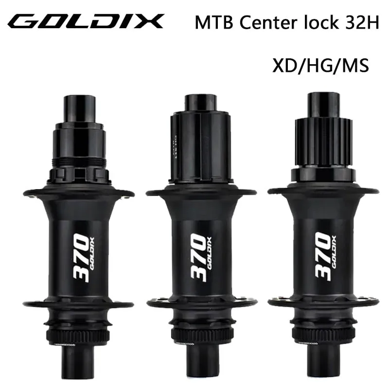 GOLDIX 370 32H Bicycle Hub Sealed Bearing Center Lock Disc Brake J-Bend 32 Holes Ratchet 36T BOOST MTB Hub XD / HG / MS