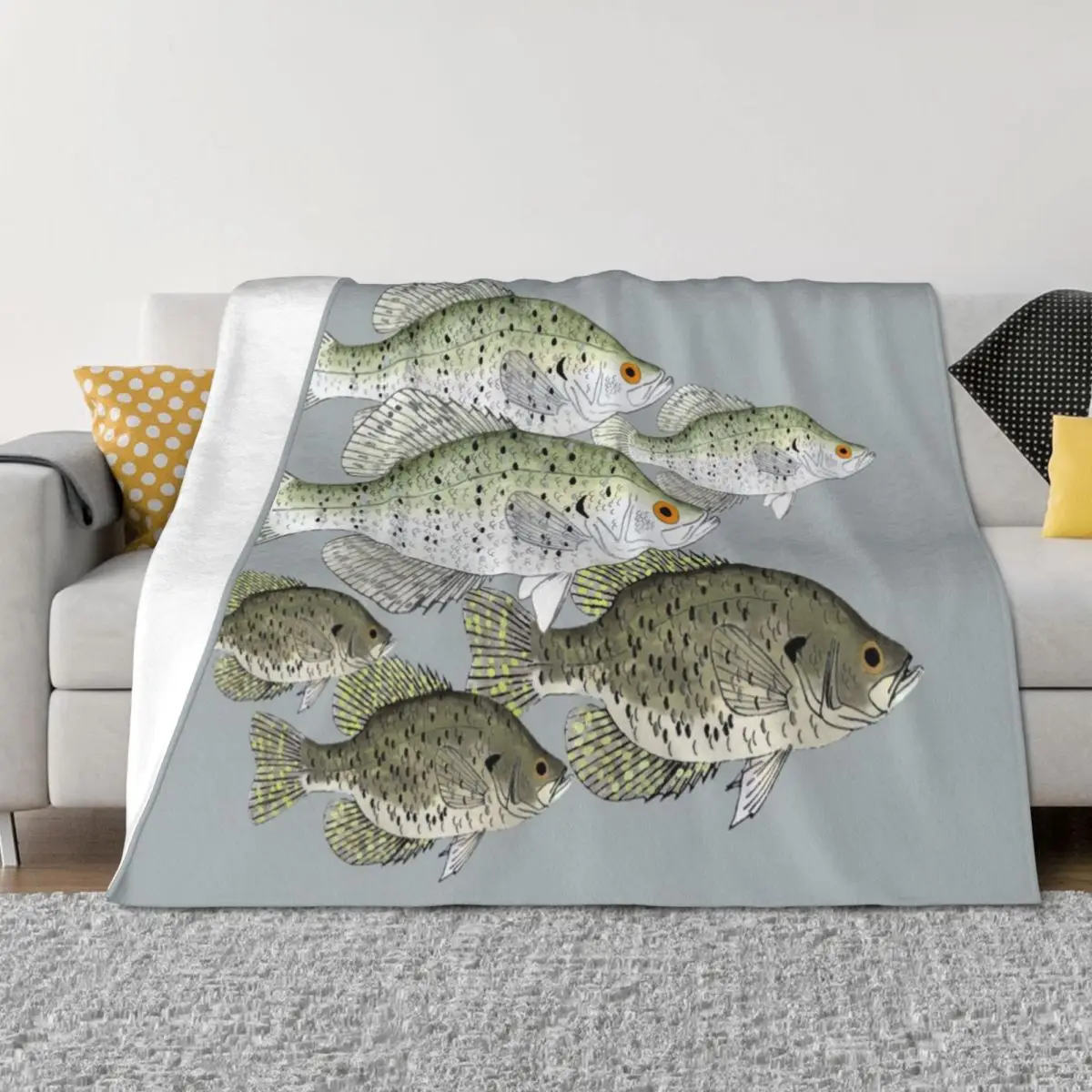 

Crappie School Throw Blanket Blankets For Bed Personalized Gift Beautifuls Softest Blankets