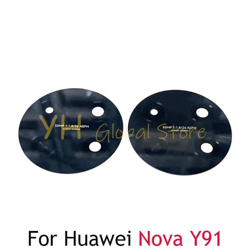 For Huawei Nova Y60 Y61 Y70 Y71 Y90 Y91 Plus Back Rear Camera Lens Glass Cover With Adhesive Sticker Repair Parts