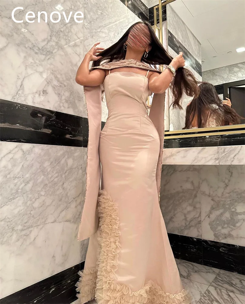 

Cenove Tight Split Prom Dress Sleeves With Floor Length Evening Summer Elegant Party Dress For Women2023