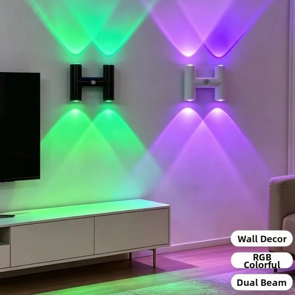 Rechargeable Motion Sensor Night Light Magnetic 3/7 Colors Changing Magnetic Wall Sconce Up And Down Lighting H-shaped