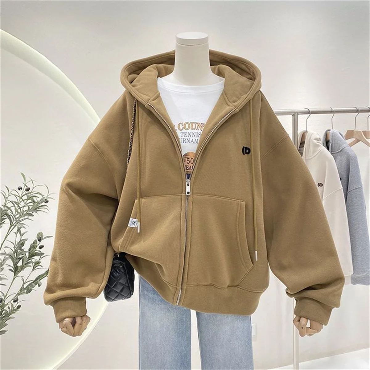 Mode automne solide sweat à capuche haut pour femme décontracté fermeture éclair Y2k solide à capuche Streetwear fille mince veste à capuche femme