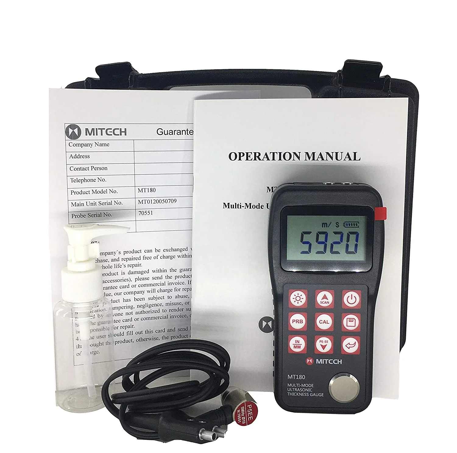 Original MITCCH MT180 Ultrasonic Thickness Meter Gauge Tester MT-180 Measuring Range 0.65mm-600mm