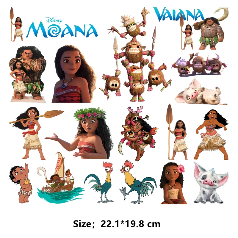 Disney cartoon movie Moana princess Clothing stickers self-adhesive Patches for clothes Ironing applications