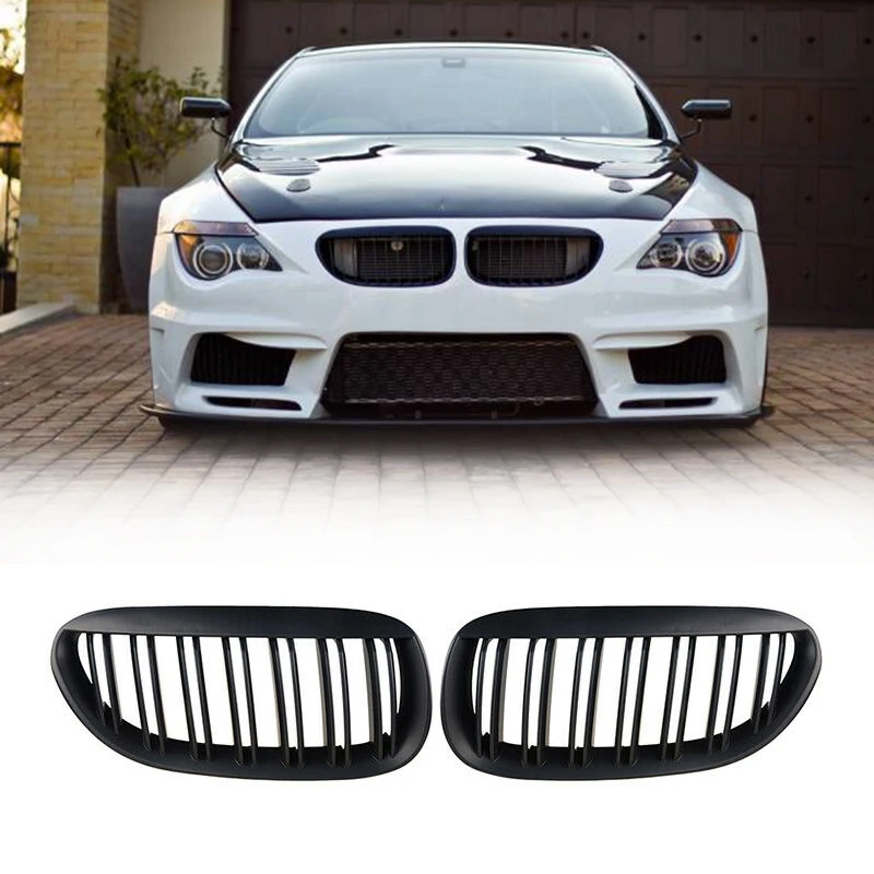 Car Matte Black Front Bumper Kidney Grille For BMW E63 M6 645Ci 650I E64 2D 2004-2010