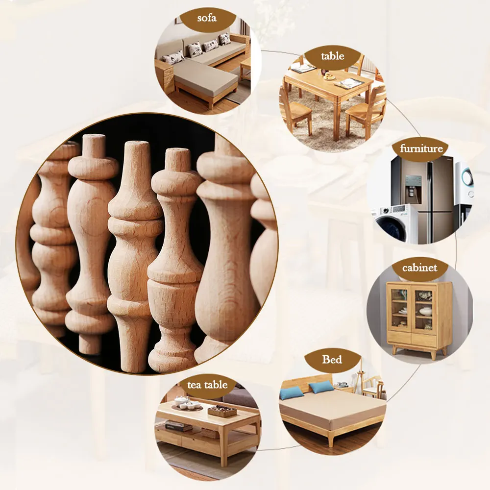 High Quality Decoration Crafts Accessories Cabinet Seat Feets Home Decor Vintage Wood Carved Furniture Foot Legs