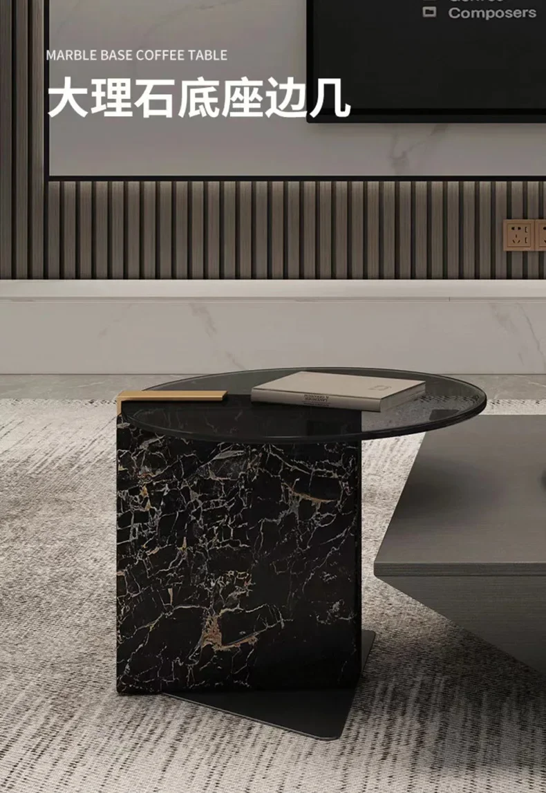 

ForItalian light luxury living room coffee table side table combination modern simple square home