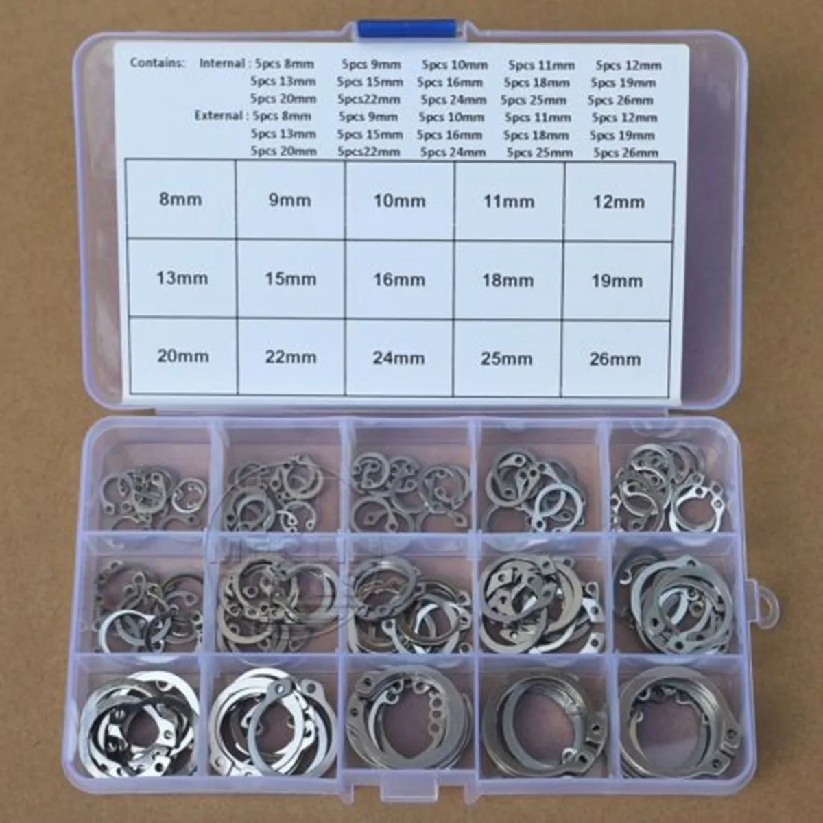 

150Pcs 30 Kinds Stainless Steel Circlip Retaining Ring Snap Ring Assortment Kit