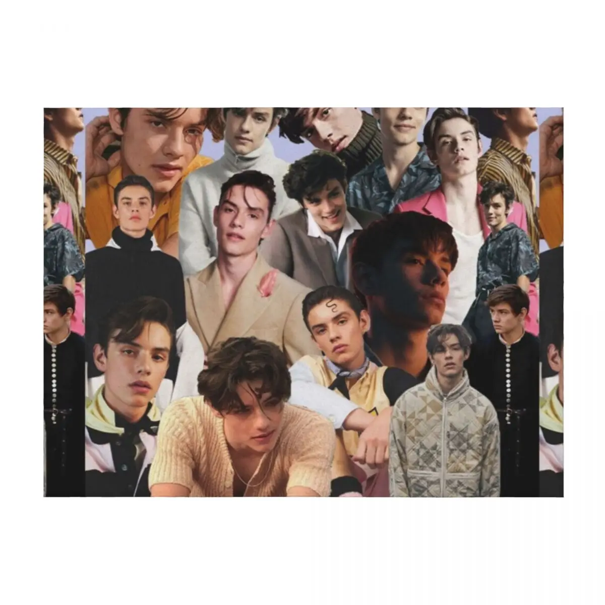 

Louis Partridge Photo Collage Throw Blanket Decorative Sofas Hairys Single warm winter Blankets