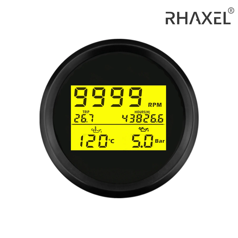 RHAXEL 3 3/8Inches Motorcycle Car 3in1 Multi-Function Guage Tachometer 9999RPM with Fuel Level Water Level Water Temp. 12V 24V