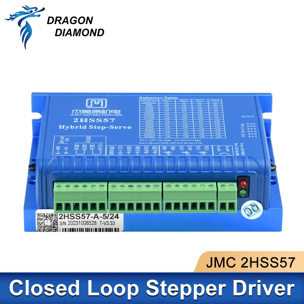 

JMC 2-Phase Closed Loop Step Servo Driver 24V-48VDC 6A 2HSS57 Match with NEMA23 1000 Line Encoder Motor For CNC Machine