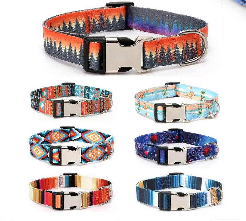 Waldmuster-Halsband für Haustiere, gestreift, aus Polyester, im nationalen Stil, verstellbares Nylon-Hundehalsband, personalisiert – Detail 6