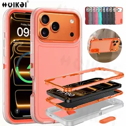 Case For iPhone 17 Pro Max 17e 16 15 Pro Max 14 Pro 13 Heavy Duty Shock Absorption  Full Body Protective Silicone Rubber Cover