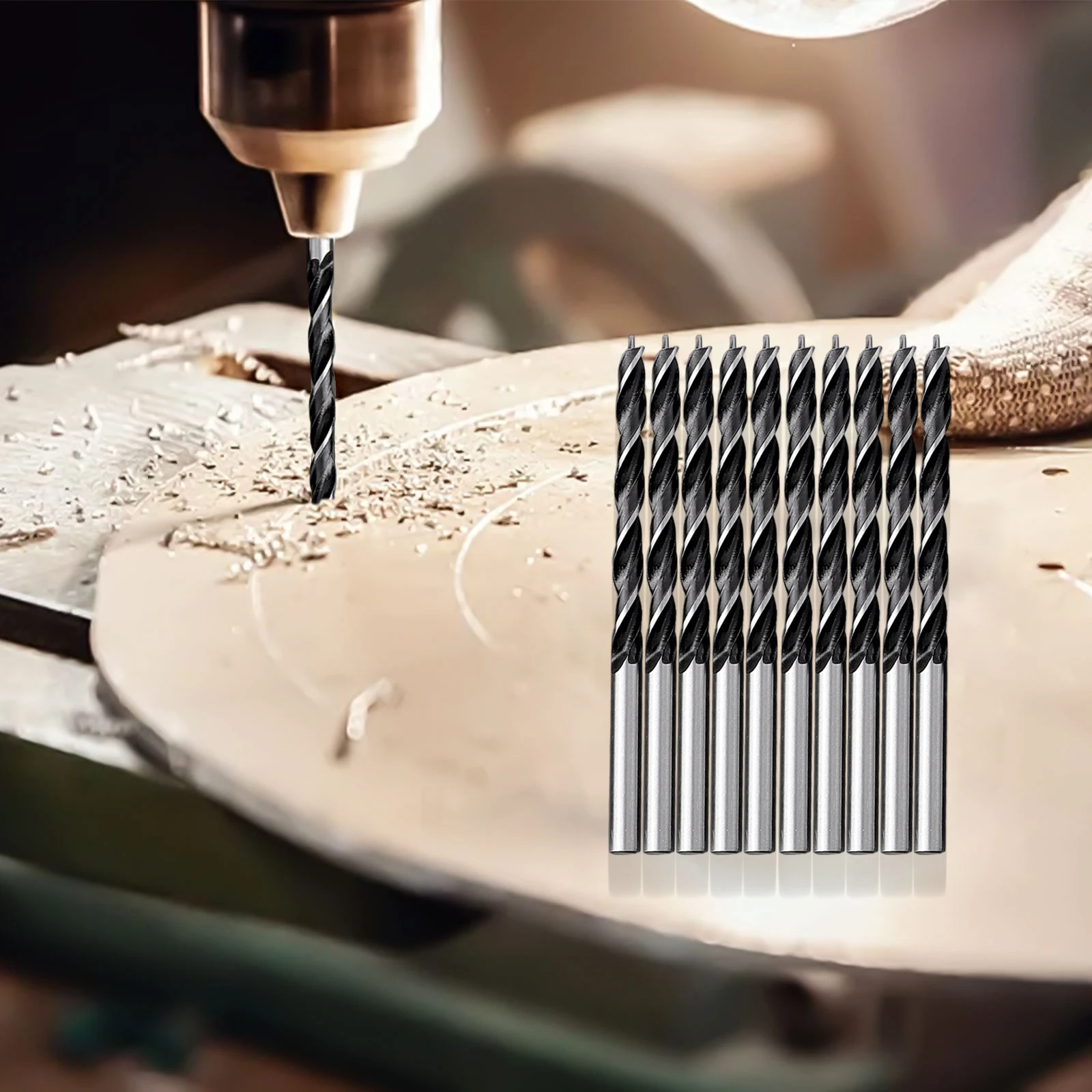 

10pcs 5mm Diameter Spiral Drill Bits for Woodworking Ground with Center Point for Enhanced Drilling Performance