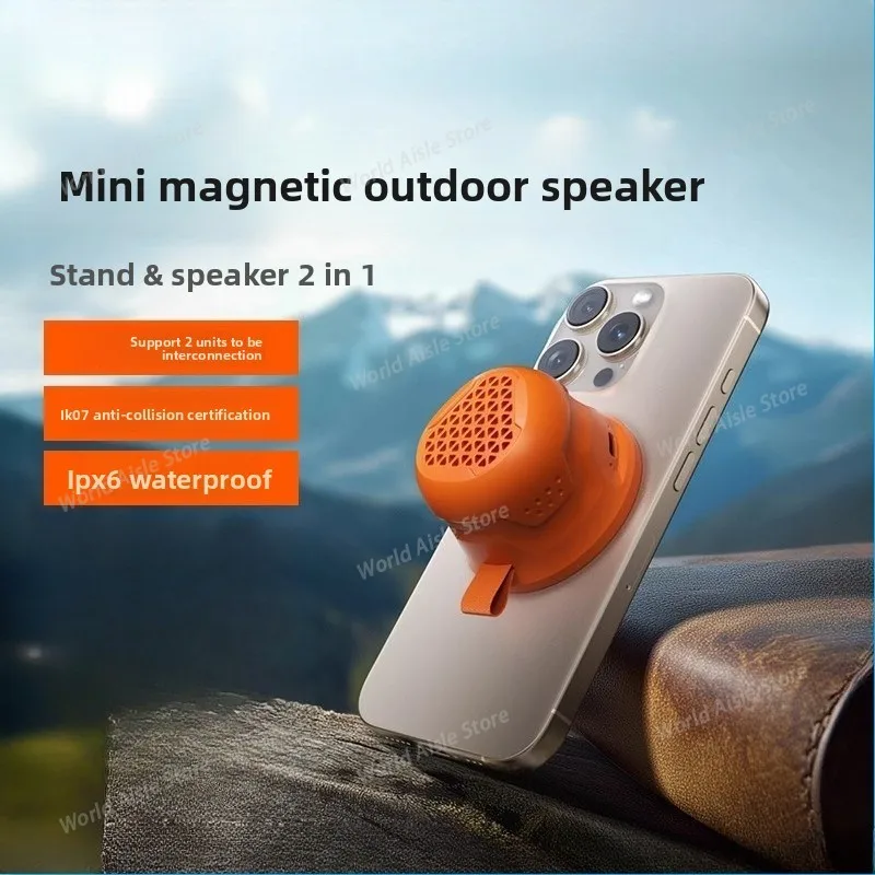 

НОВЫЙ магнитный портативный настоящий беспроводной динамик, подставка для телефона, IPX6, водонепроницаемая защита, длительное время воспроизведения, высокое качество