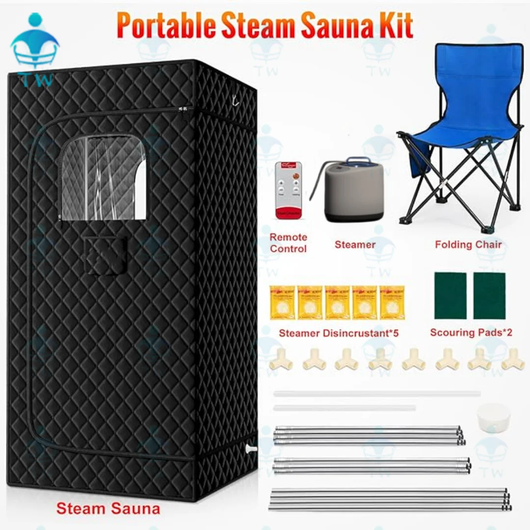 Caja de Sauna portátil de cuerpo completo para Spa en casa, tienda de Sauna de vapor XL, sala de Sauna Personal con vaporizador de 4L, Control remoto, silla