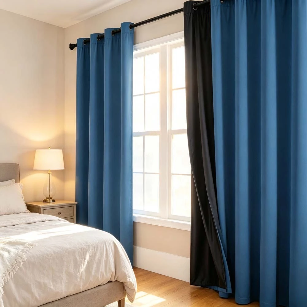 1/2Pcs Modern Solid Color Curtain 100% Blackout Drapes with Coated Lining Waterproof Thermal Curtains for Bedroom Living Room