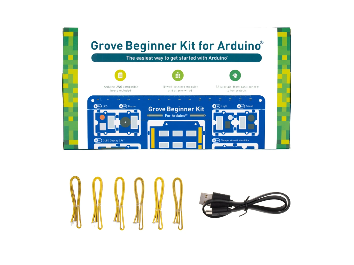 Imagem -03 - Kit Seeed Studio Grove Beginner para Arduino Tudo em um Placa Compatível com 10 Sensores e 12 Projetos