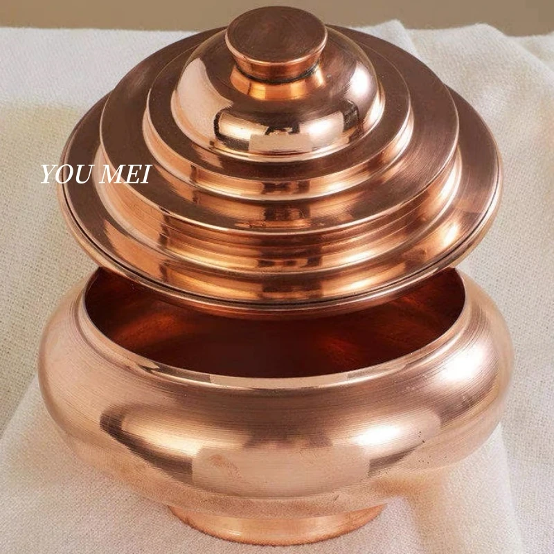 Tibetan-Style Jar,Smooth-Surfaced Zanba Bucket,Candy Rice Box Organizer Copper Storage Aquarius,Buddhist Item Home Decorative