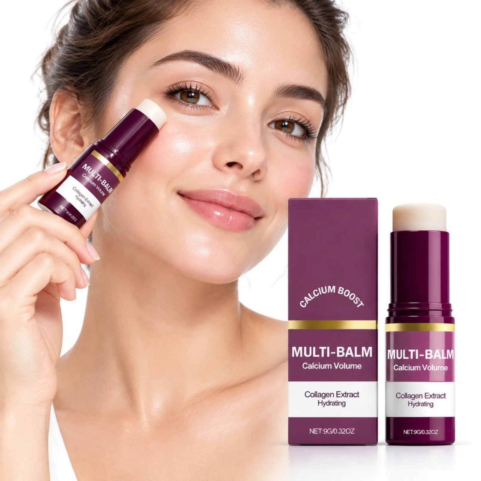 Anti Aging Calcium Multi Balm Hydrating Firming Soothing Dryness Repair Brighten Skin Tone Deep Moisturizing Face Cream Stick