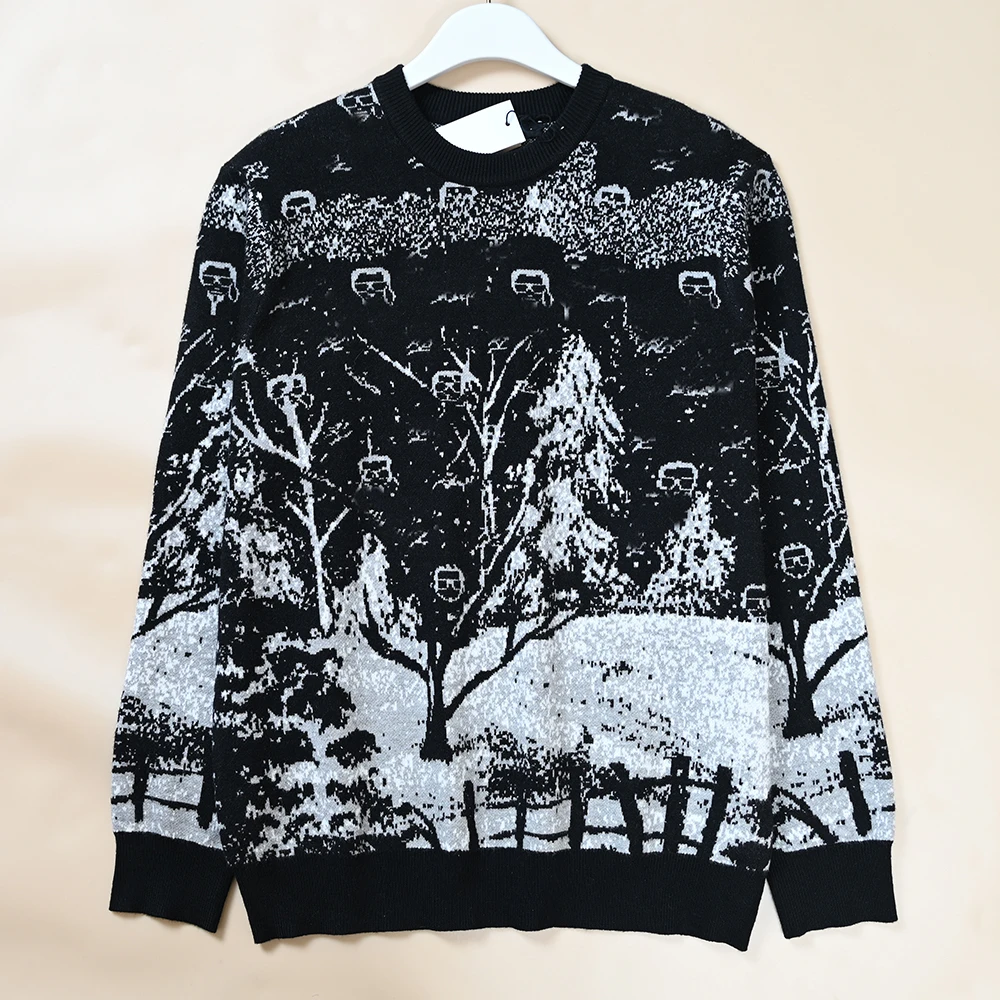 

Мужской вязаный свитер American Style с длинным рукавом и круглым вырезом, новый дизайн для зимы, дышащий, с узором.