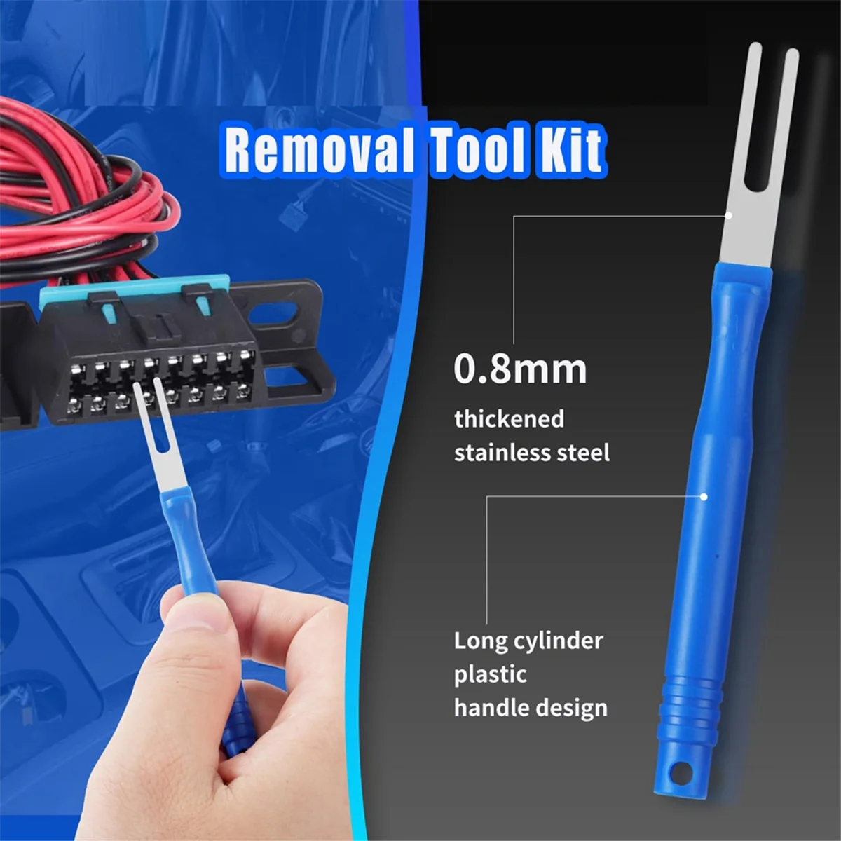 21Pcs Car Terminal Removal Tool Kit Cable Plug Remove Puller Electrical Wire Crimp Connector Pin Extractor Blue