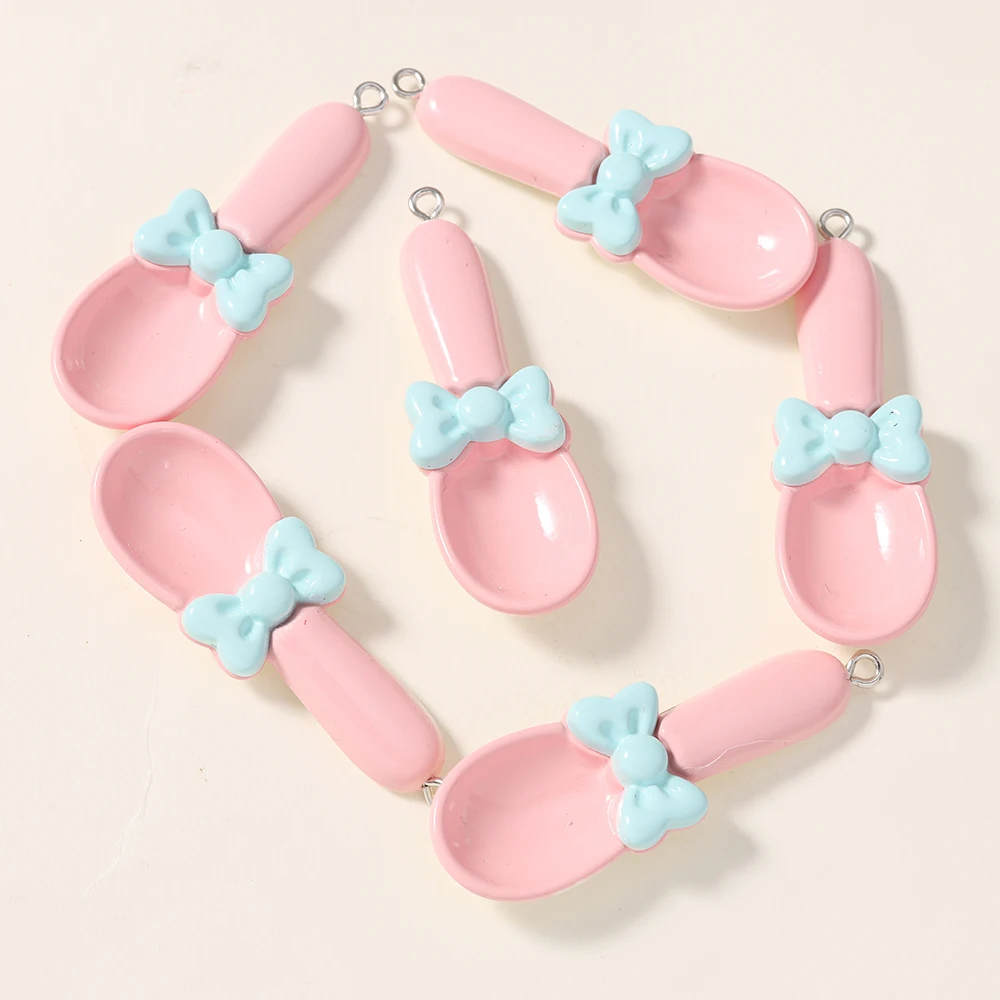10pcs 17*51mm 3D Colorful Resin Kawaii Spoon Charms Pendant For DIY Jewelry Making Cute Earrings Bracelet Keychain Bracelet