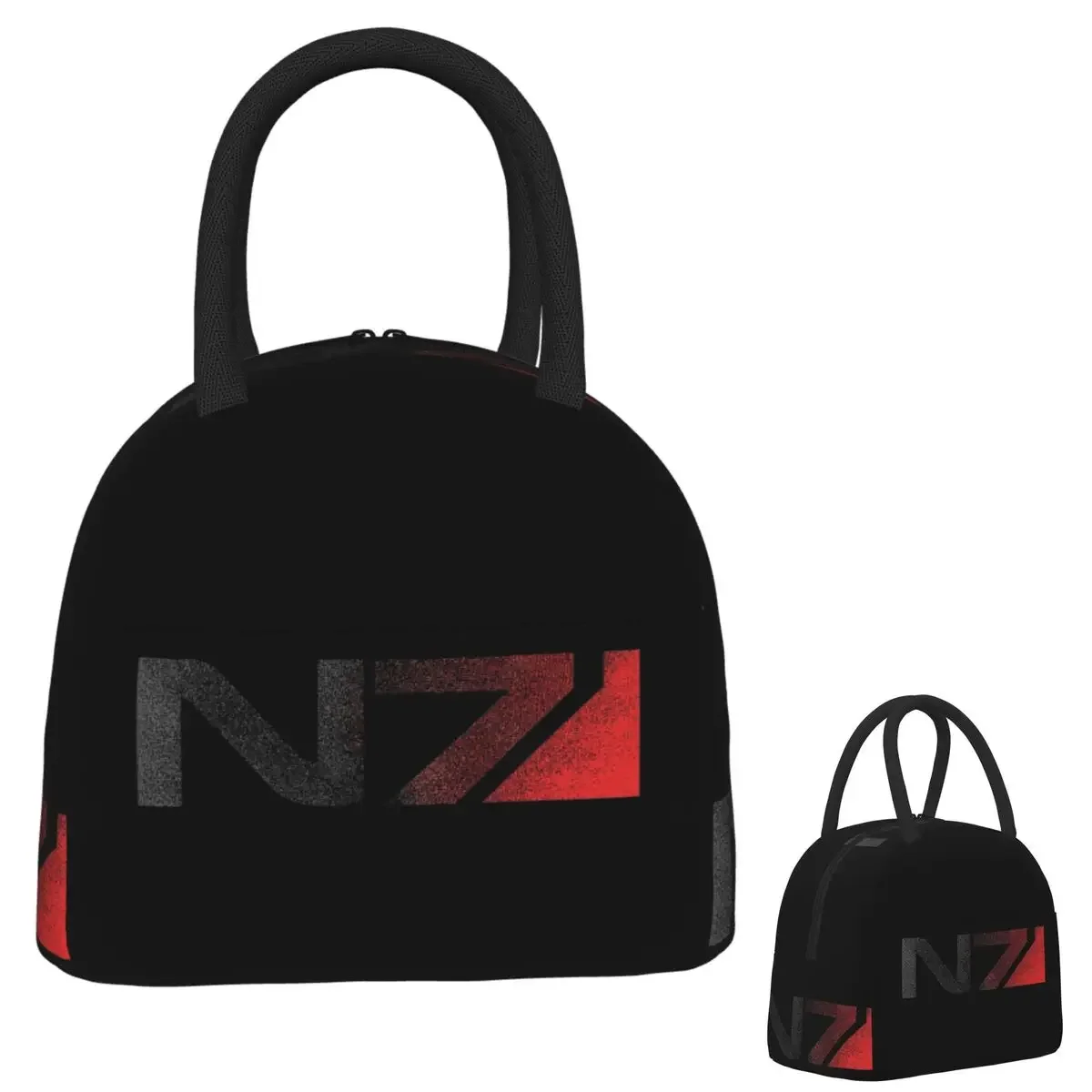 Mass Effect N7 Distressed Logo Insulated Lunch Bag for Women Kids Portable Food Boxes Thermal Lunch Box Tote