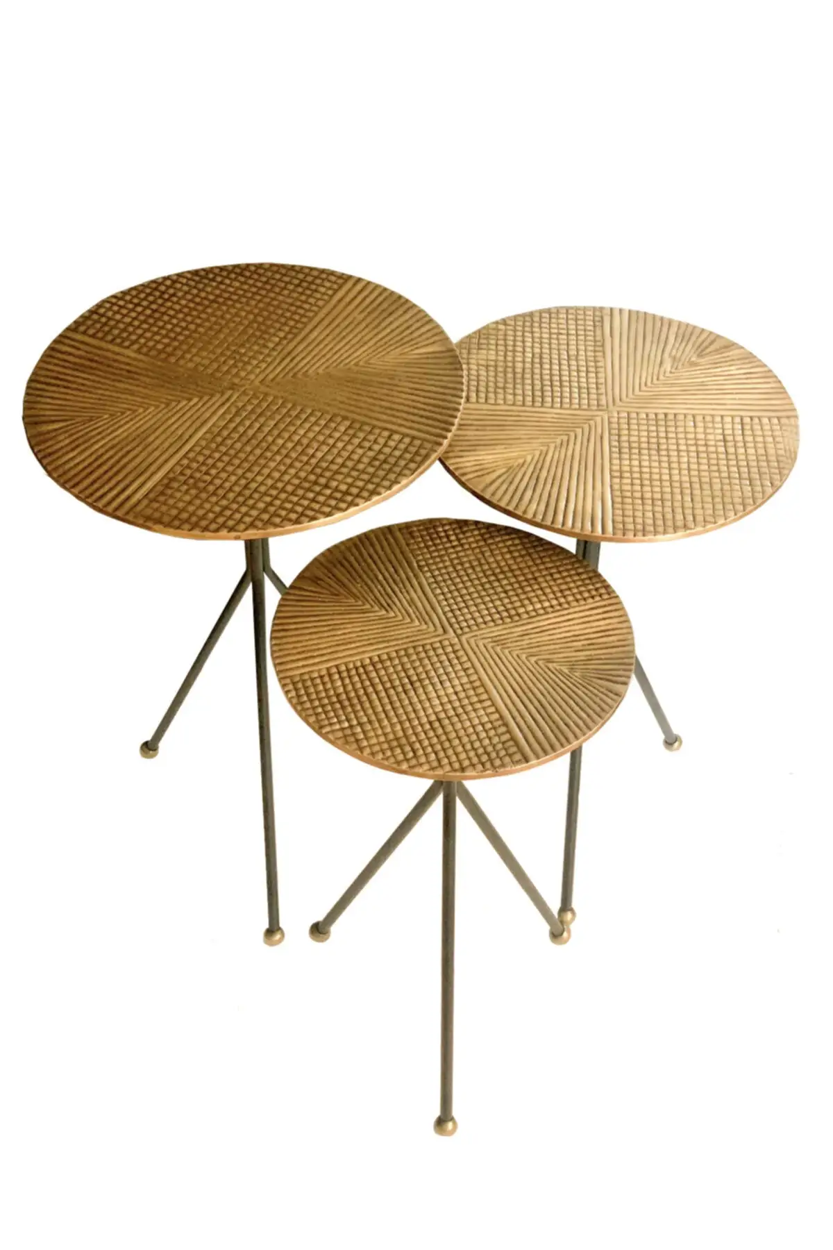 3'lü Zigon Bronze Custom Nişli Coffee Table