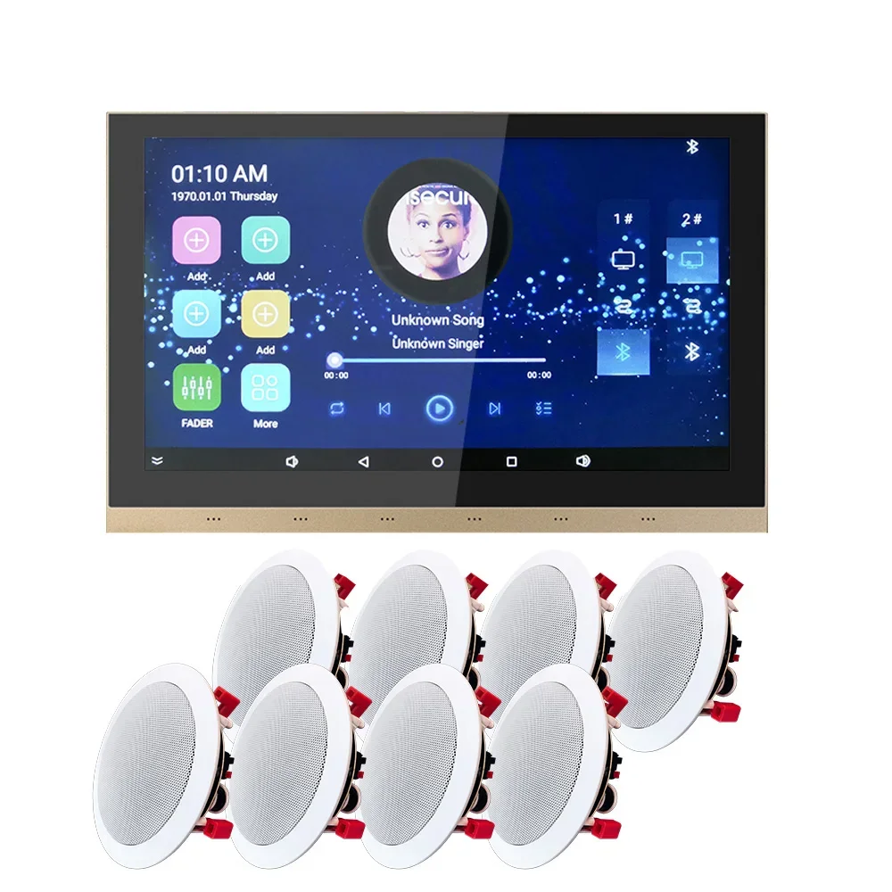 Android Screen Class D 8CH AMP Multi Room System Control 10inch 8*25W Speaker Amplifier Kit